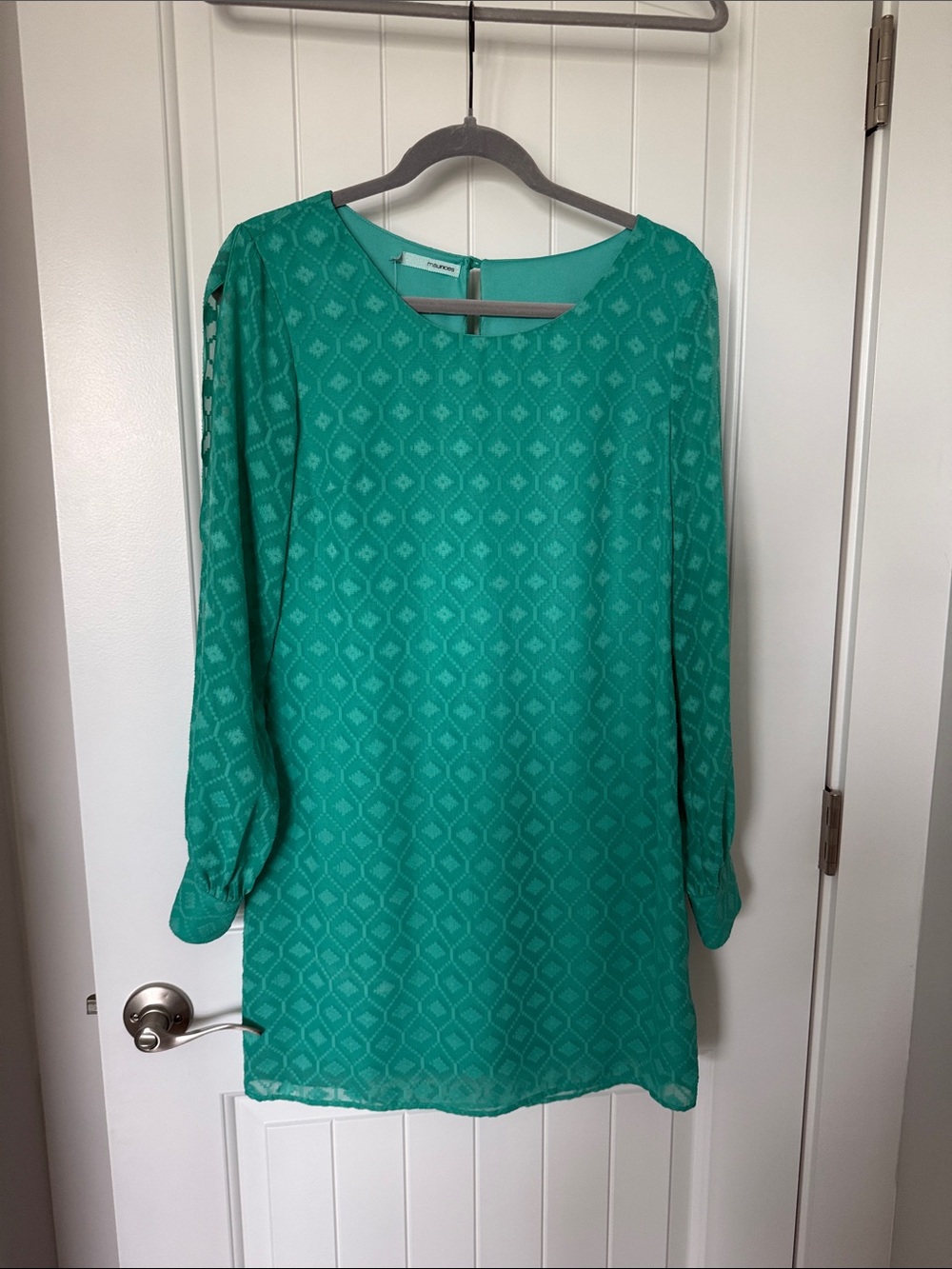 Maurice’s Teal Patterned Long Sleeve Shift Dress